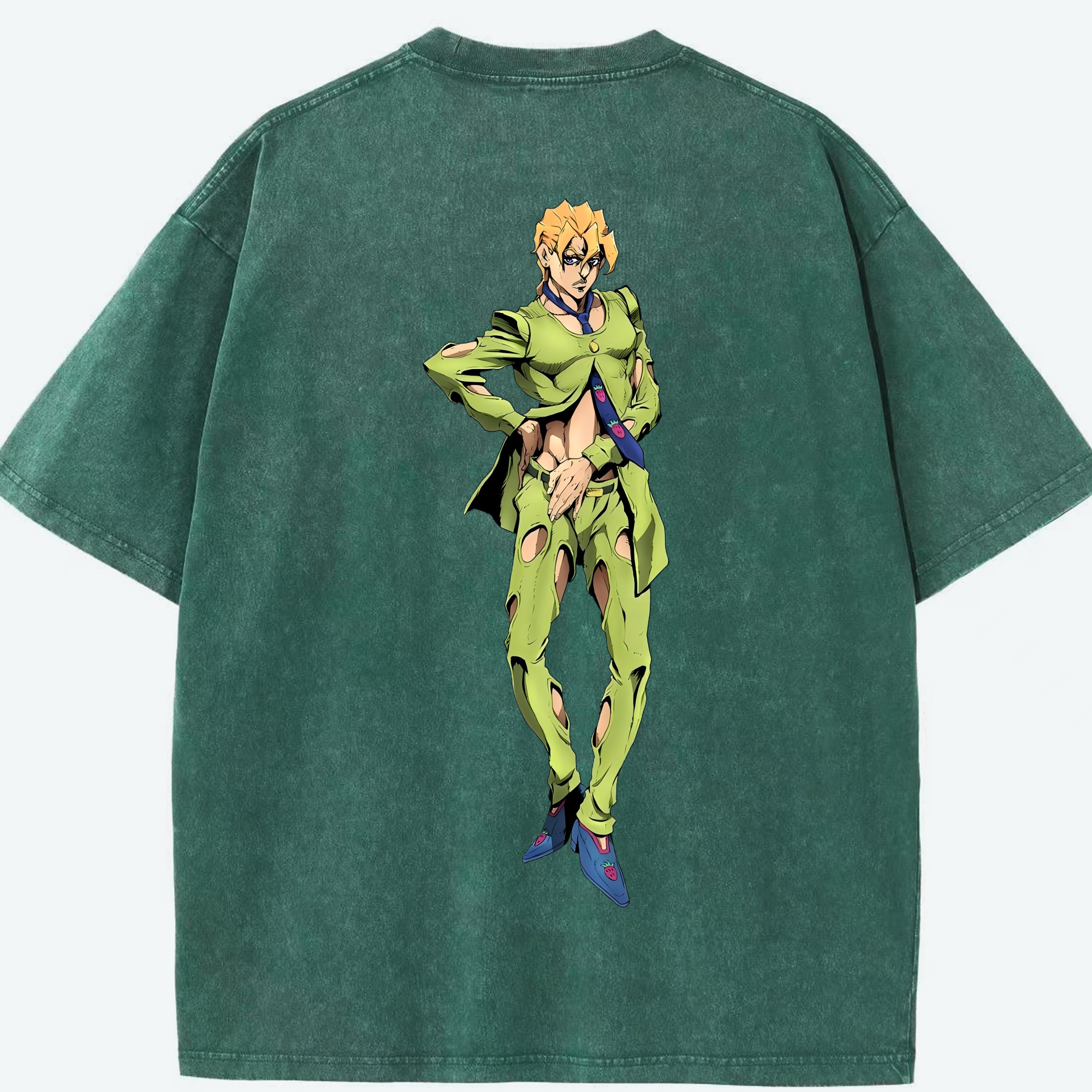 （画像用） ジョジョの奇妙な冒険 パンナコッタ?フー JoJo's Bizarre Adventure Pannacotta Fugo 綿100% ヴィンテージ風 半袖Tシャツ（背面プリント）